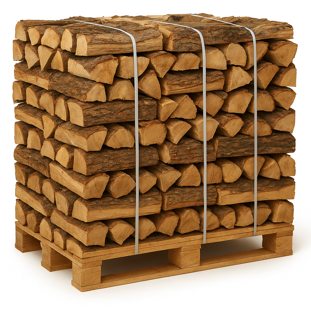 Lenha – 3 estéreos 33 cm – Palete de toros de carvalho